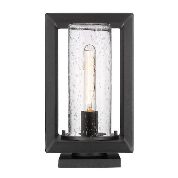 Smyth Natural Black One-Light Outdoor Pier Mount with Clear Seeded Glass Shade, image 1